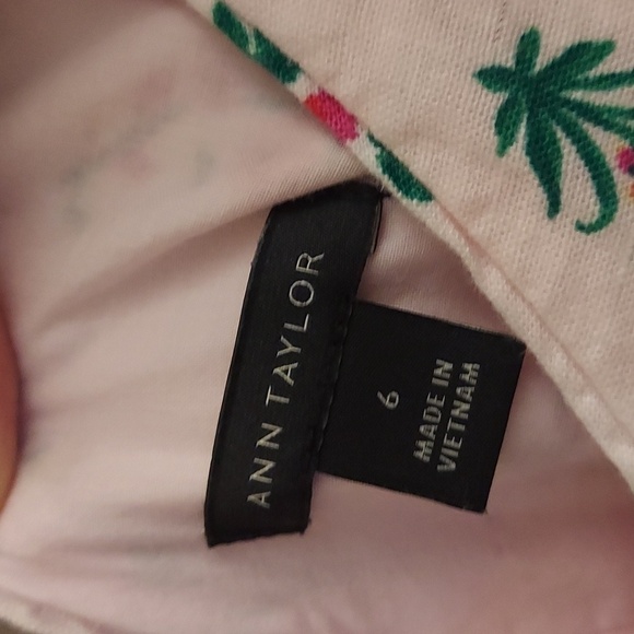 ANN TAYLOR Floral Linen Blend Lined Pink Dress - Picture 11 of 13
